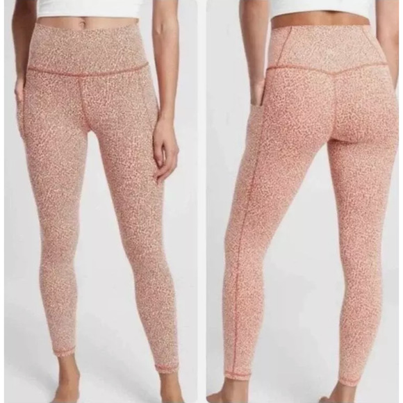 Athleta Women's‎ 1X Salutation Stash II Textured Tight in Orange & White NWT $98 - Picture 1 of 3